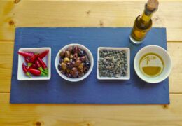 Chillies, Olives, Capers and Olive Oil